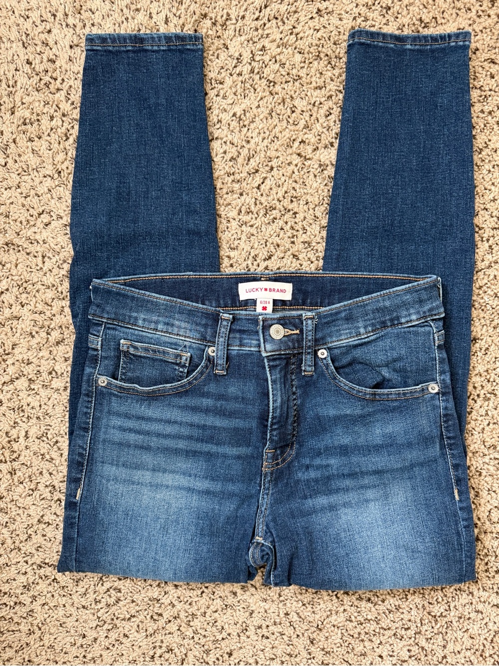 Lucky Brand Medium Blue Skinny Jeans with Subtle Fade